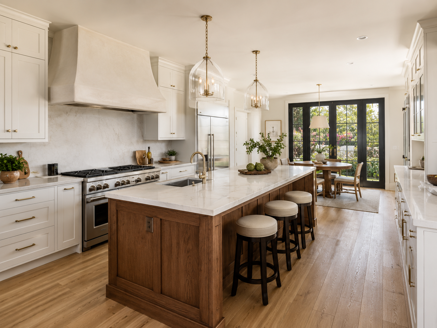 Classic White Oak Estate Kitchen in Beverly Hills