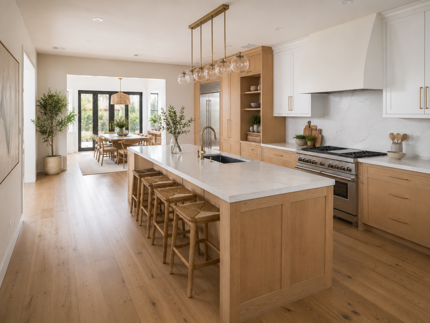 Coastal Oak & Marble Kitchen in Santa Monica