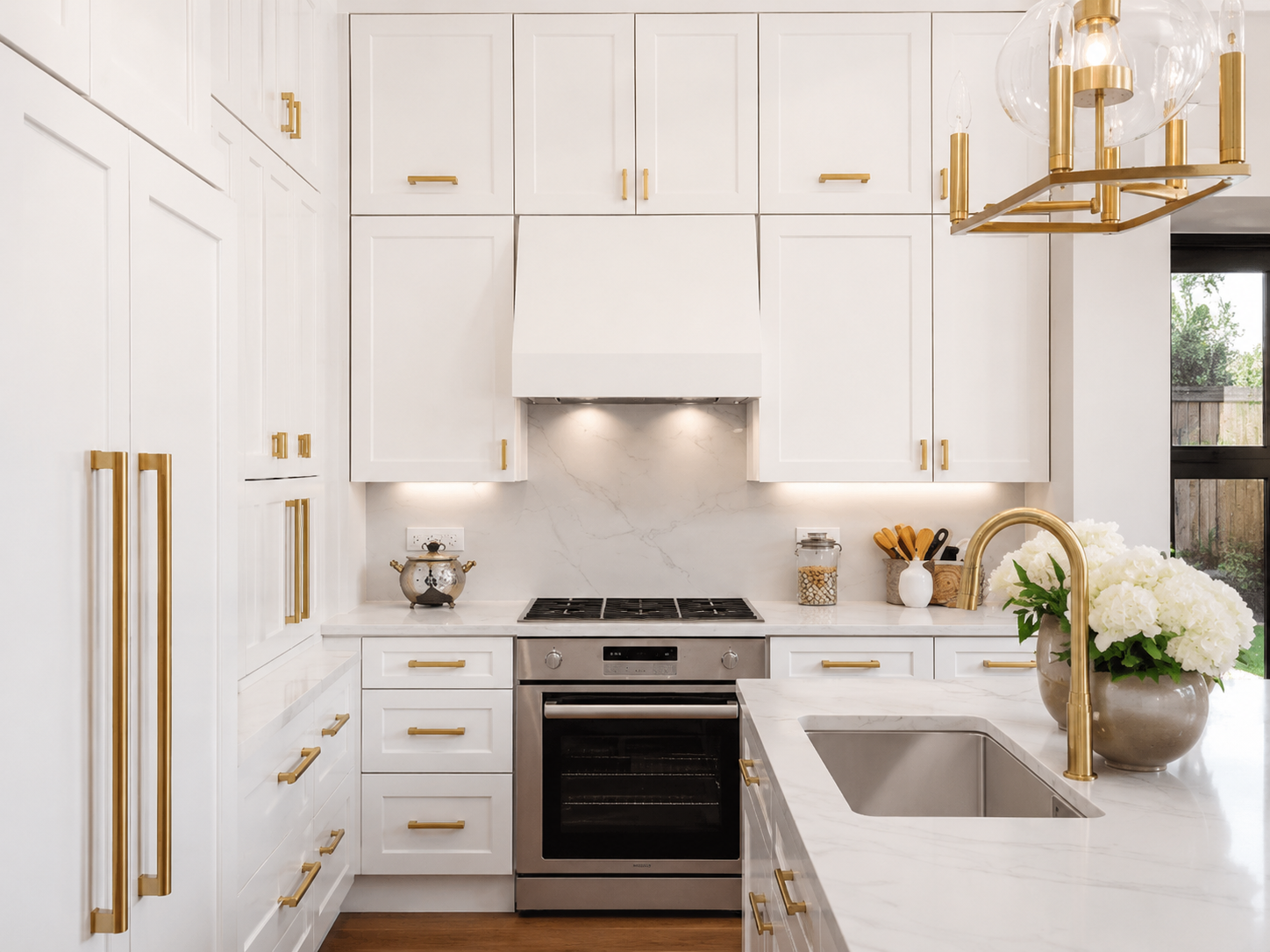 Kitchen cabinets with drawers and built-in storage