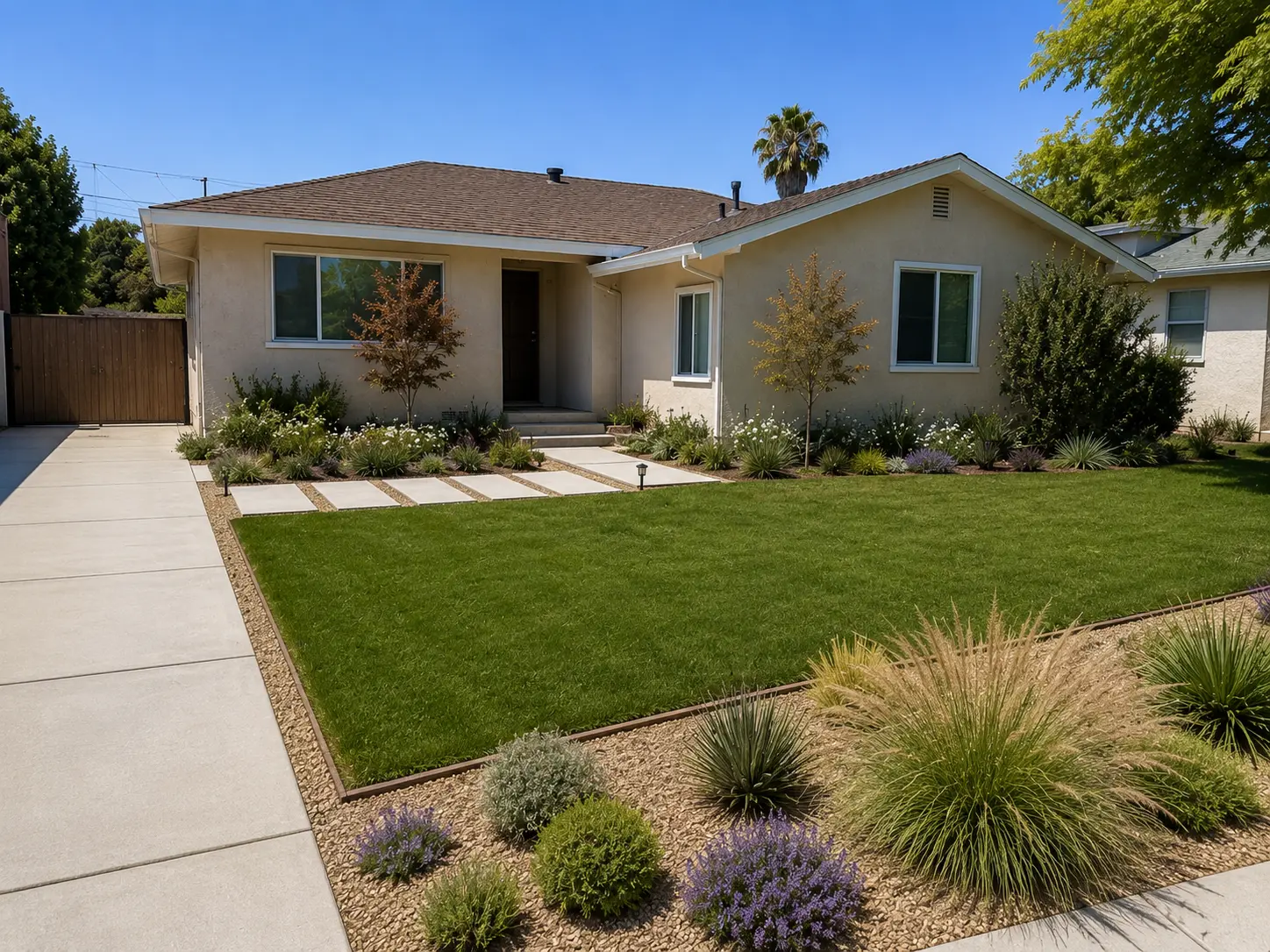 Front & Back Yard Drought-Tolerant Landscape in Van Nuys