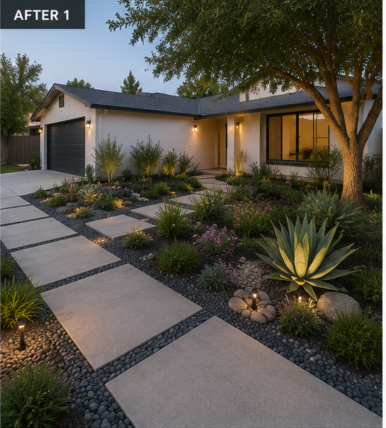 Front Xeriscape & Backyard Turf Patio Retreat in Burbank