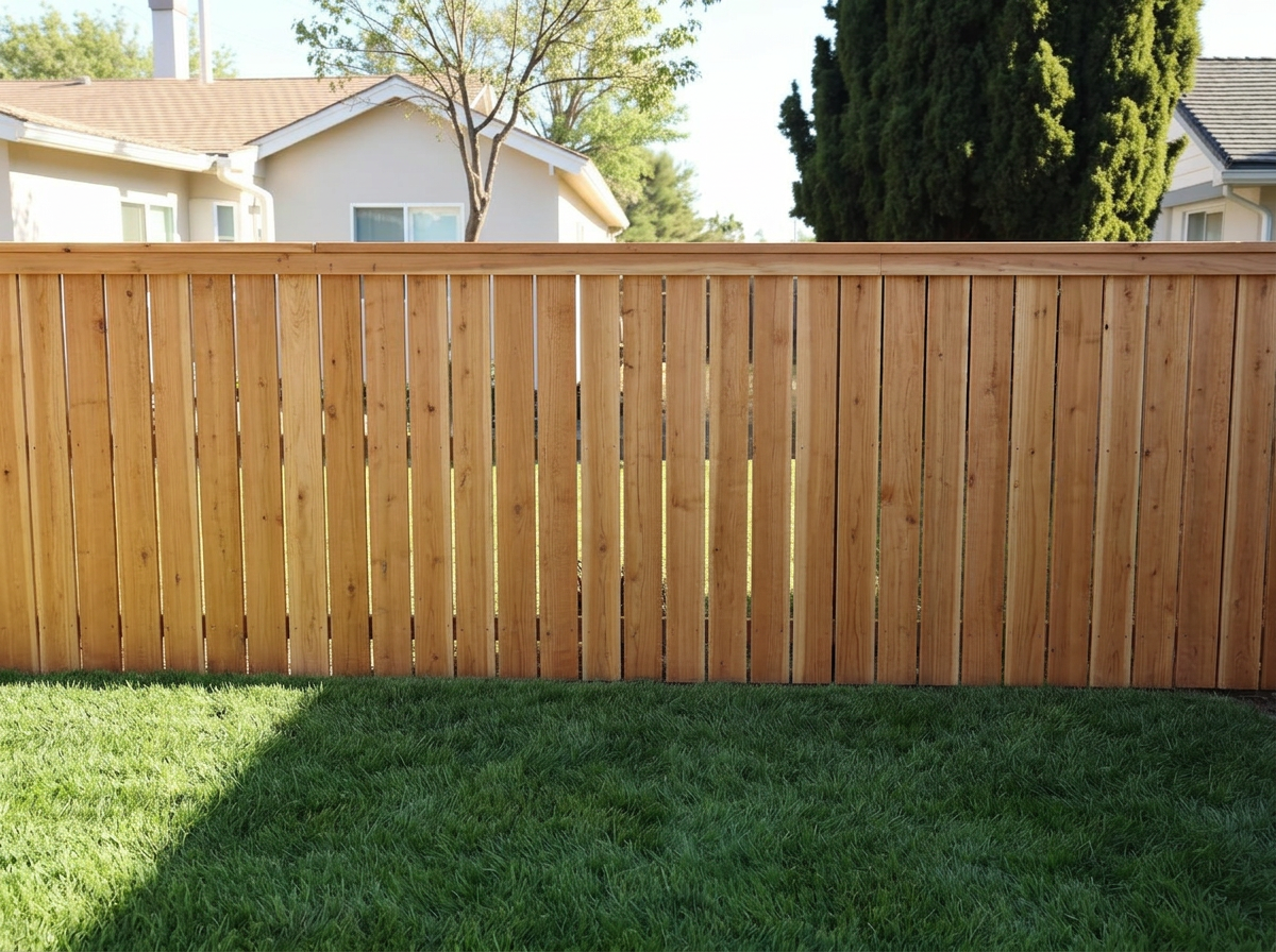 Newly installed cedar fence